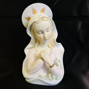 Vintage Lefton Mary Madonna Figurine Flower KW1462 Reg US Patent 6" Hand Painted